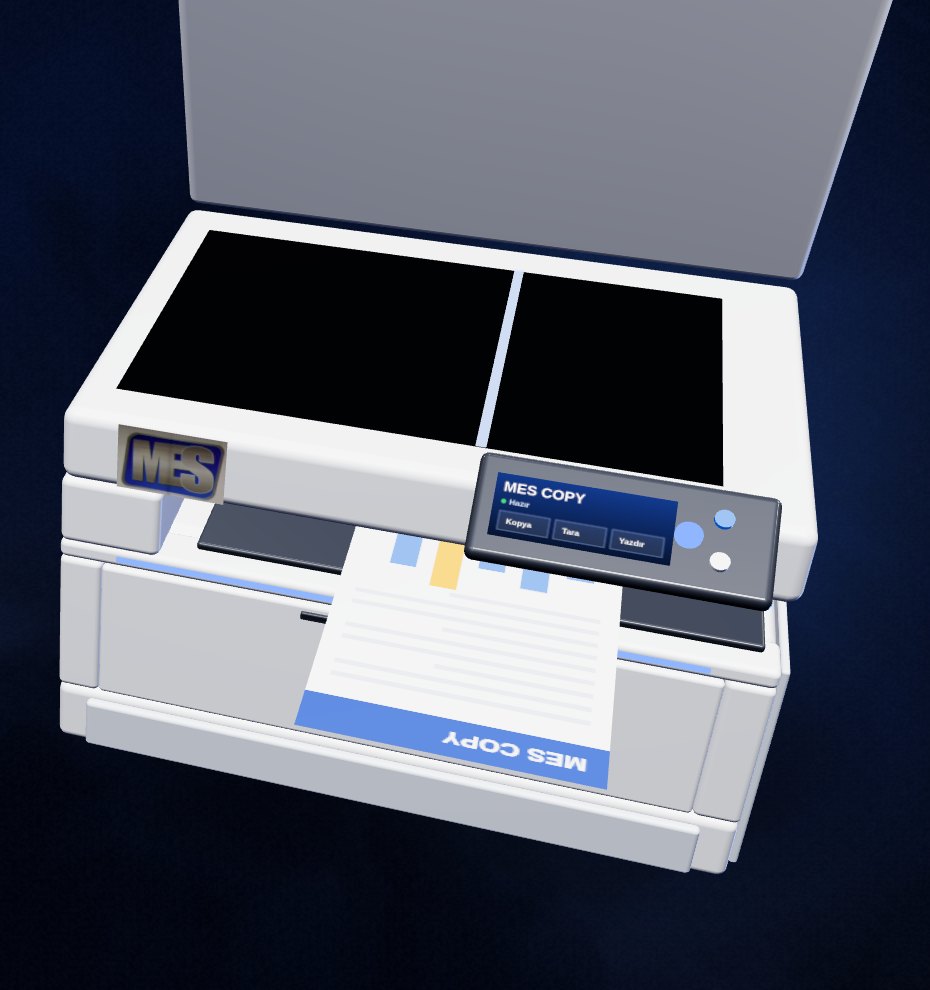 Tarayıcı kapağı açık fotokopi makinesi 3D görseli