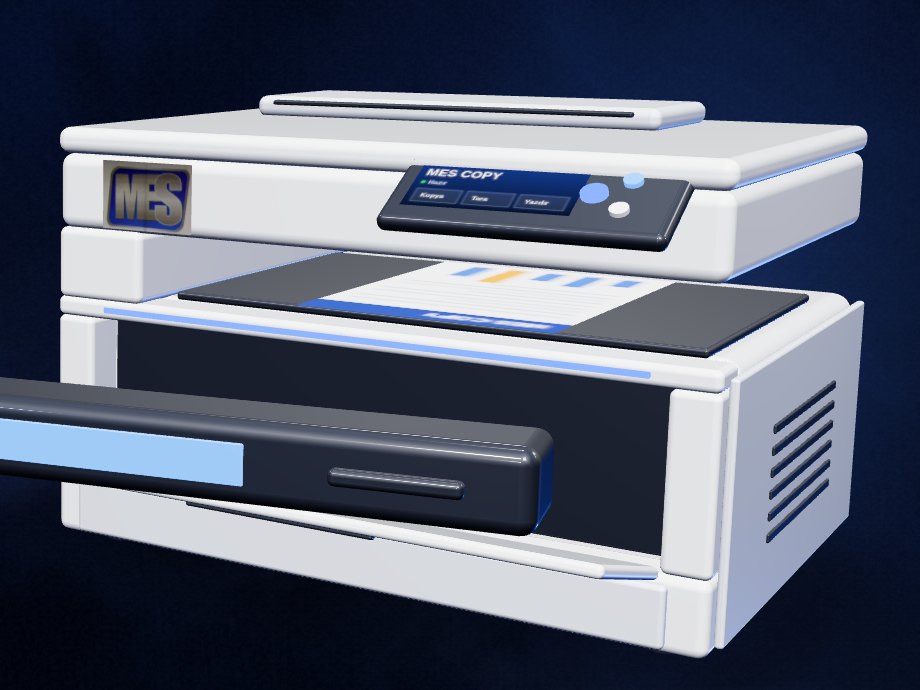 Toner kartuşu dışarı çıkmış yazıcı 3D görseli